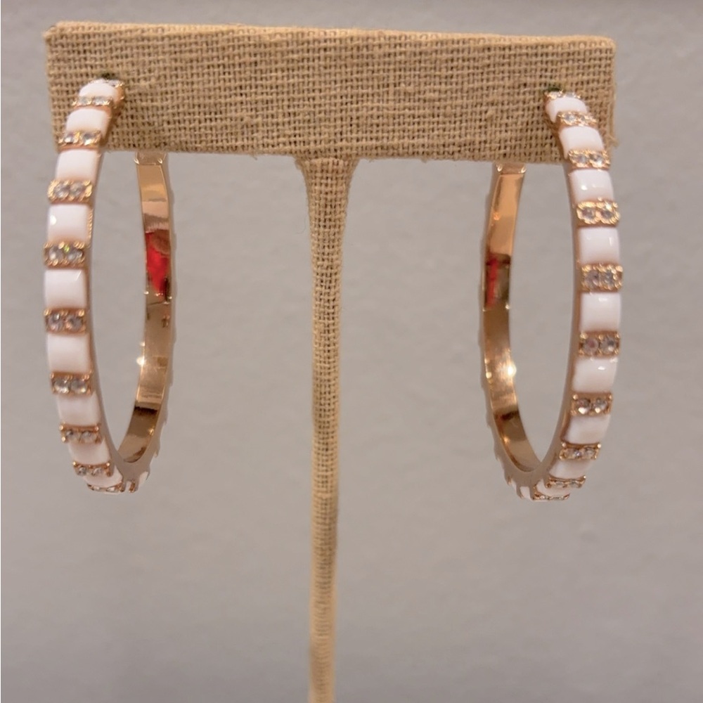 Park Lane Raelynn Gold + White Hoop Earrings